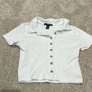 White Button-up Tight-crop